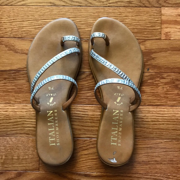 italian shoemakers rhinestone flip flops